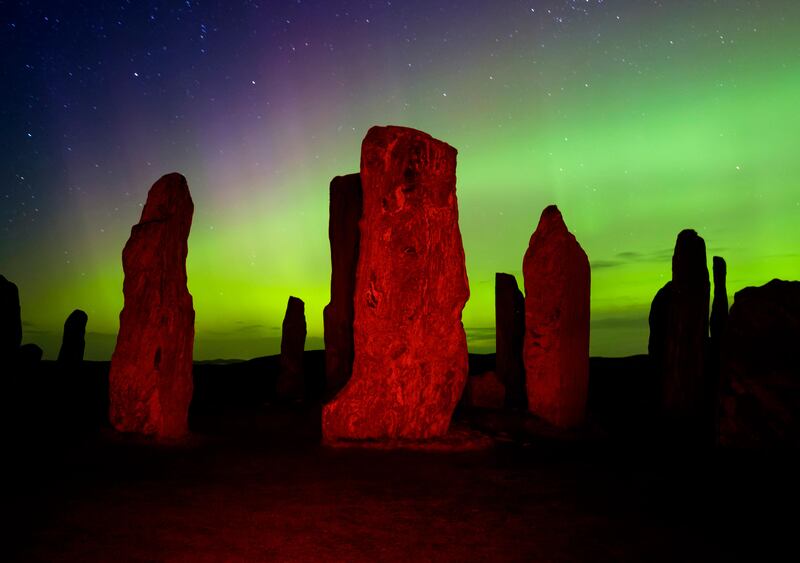 Lights over the famous Callanish Stones in Lewis
