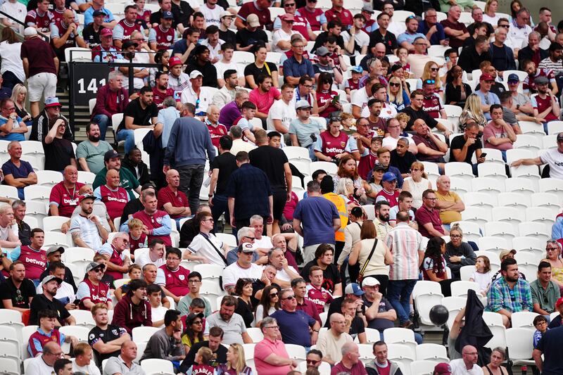 West Ham United fans leave their seats early