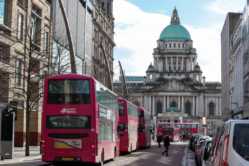 Buses in Belfast as a three-day strike action set to go ahead next week after public transport unions reject 5% offer. PICTURE: MAL MCCANN