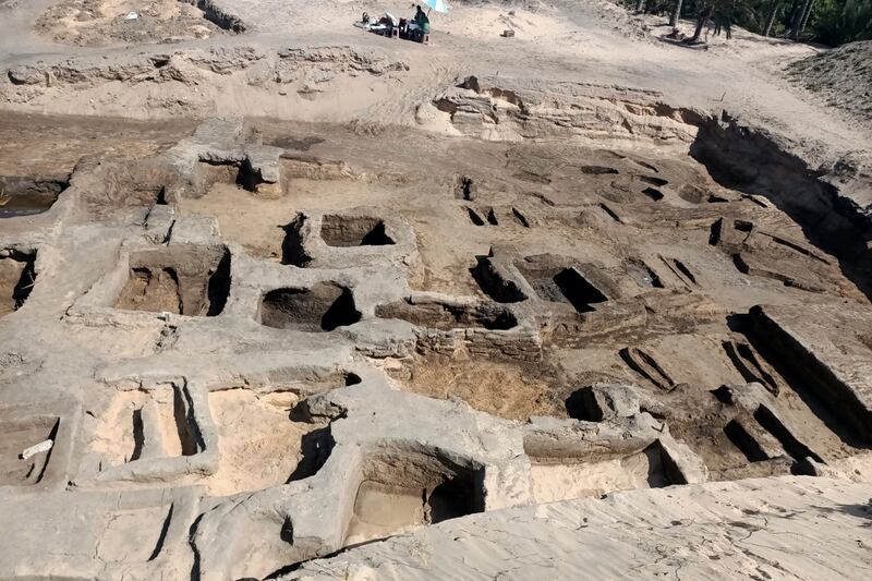 The Tell al-Deir necropolis site where archaeologists discovered 63 mud-brick tombs (Egypt’s Supreme Council of Antiquities via AP)