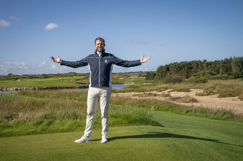 Eric Trump and his father broke ground at the site in the spring