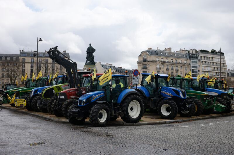 The latest protest comes three weeks after farmers lifted roadblocks around Paris (Thomas Padilla/AP)