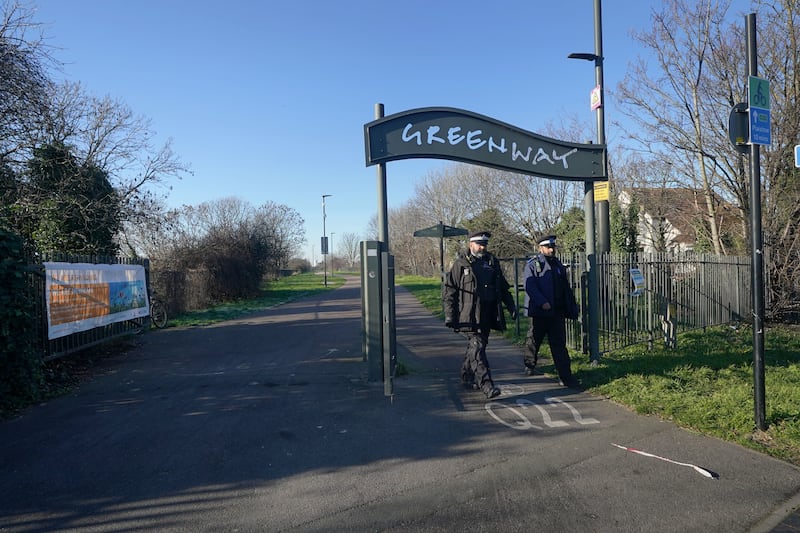 Police and community support officers near the area where Baby Elsa was found