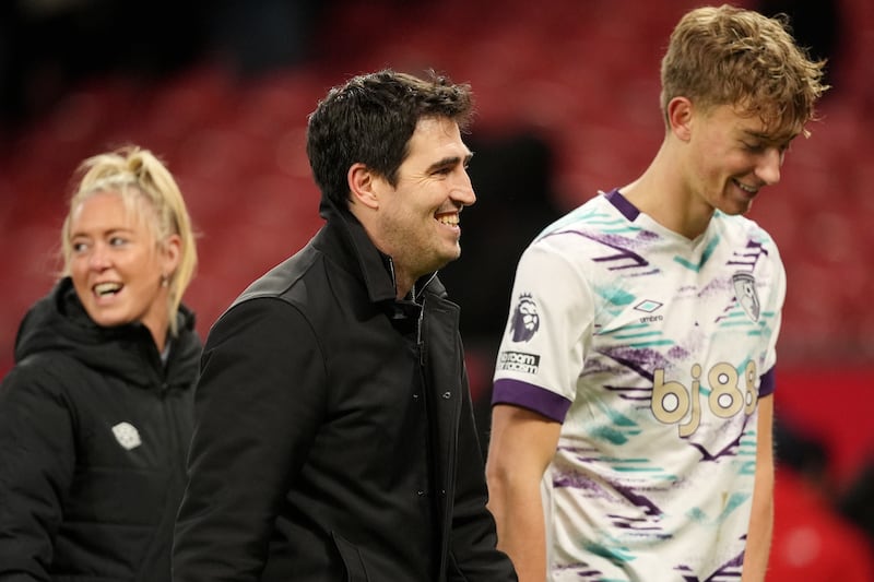 Manager Andoni Iraola, centre, and Bournemouth had a good day