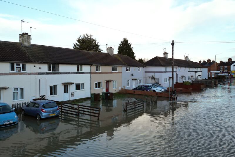 Flood water in Loughborough, Leicestershire as estimates show hundreds of properties have been flooded since New Year’s Eve