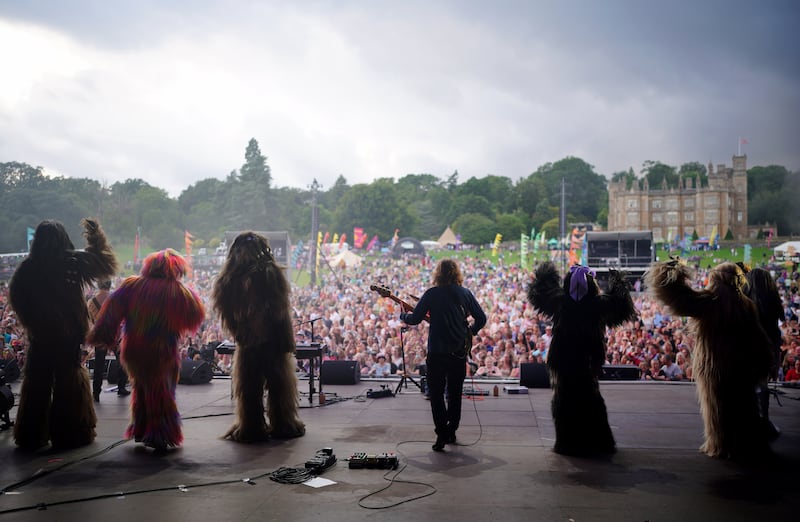 ‘Wookies’ performing on stage with Chesney Hawkes (centre)