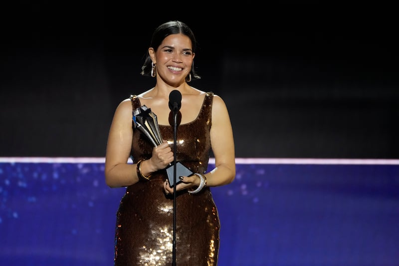 America Ferrera accepts the SeeHer award during the 29th Critics Choice Awards (AP Photo/Chris Pizzello)