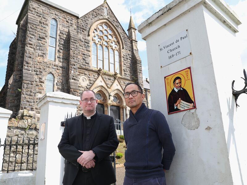 Belfast nurse Aldrin Bañas   at St Vincent de Paul Church.
PICTURE COLM LENAGHAN