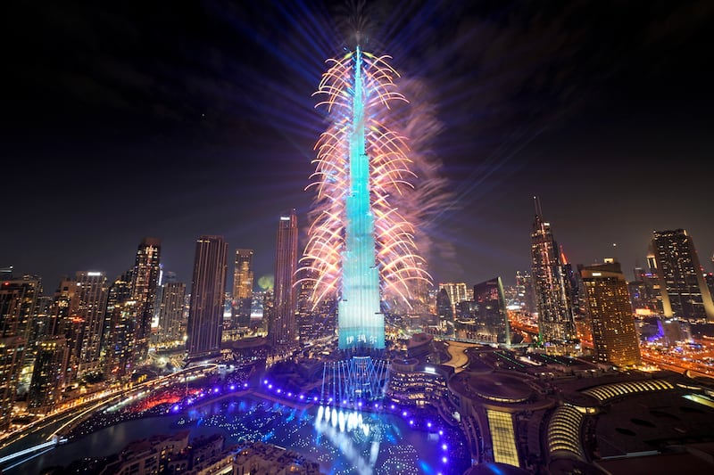 Celebrations at the Burj Khalifa, the world’s tallest building, in Dubai, United Arab Emirates (Kamran Jebreili/AP)