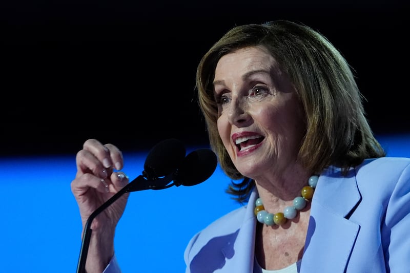 Former House Speaker Nancy Pelosi addresses the Democratic National Convention (Paul Sancya/AP)