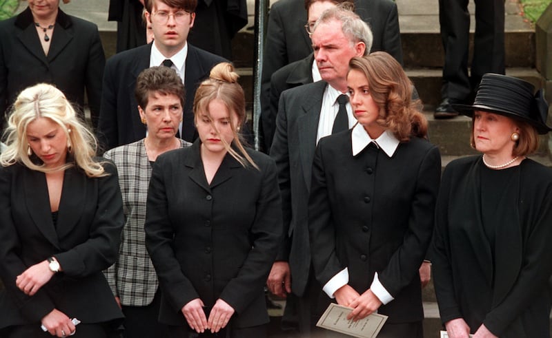 Catherine Smith (centre\ with her mother Elizabeth (right) and sisters Jane (left) and Sarah (second right) at a memorial service for the former Labour leader John Smith, who died in 1994.