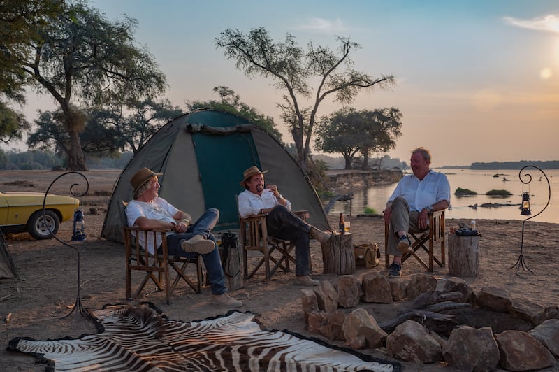 The Grand Tour presenters enjoy a spot of camping in the midst of their Zimbabwean adventure