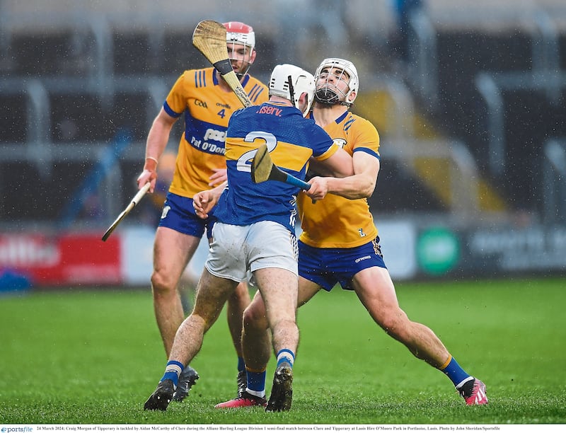 Clare’s Aidan McCarthy and Tipperary’s Craig Morgan