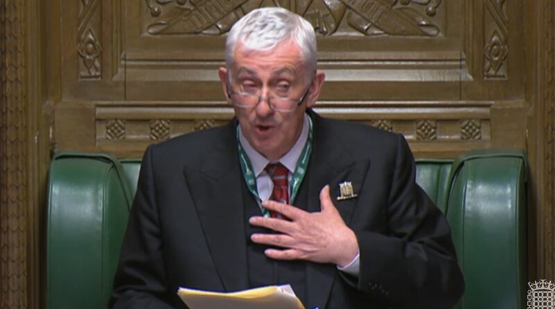 Speaker Sir Lindsay Hoyle making a statement in the House of Commons in London after SNP and Conservative MPs walked out of the chamber