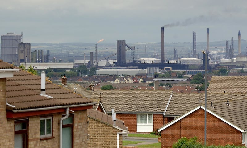 Homes and industry on Teesside, the site of the planned new gas power station featuring carbon capture technology