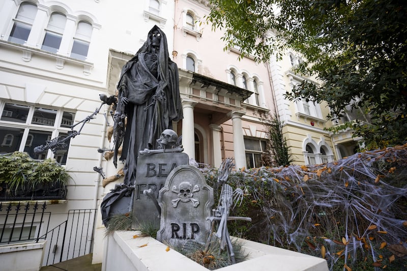 A house decorated for Halloween on Elgin Crescent in Notting Hill, west London