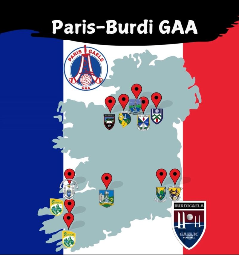 Paris-Burdi have 11 different Irish clubs represented as well as 10 different counties.