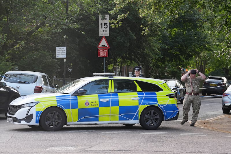 Officers at the scene in Sally Port Gardens in Gillingham