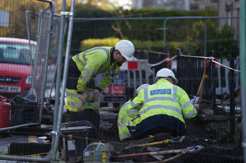 Gas engineers at the scene at Kellie Place in Alloa