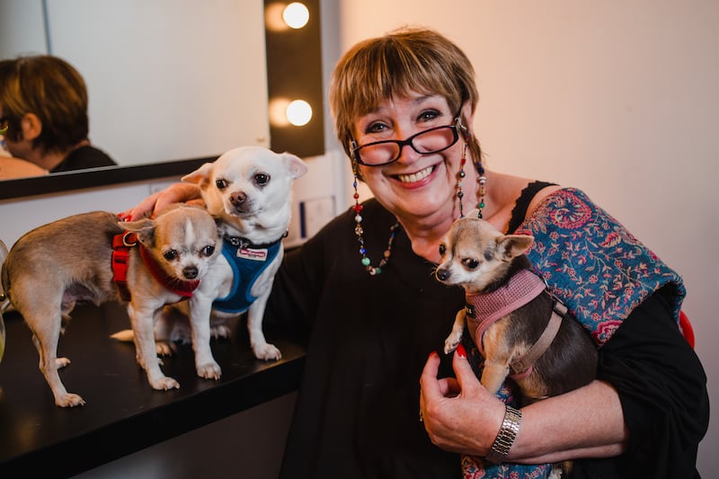 Dame Jenni Murray with Butch, Frieda and Madge