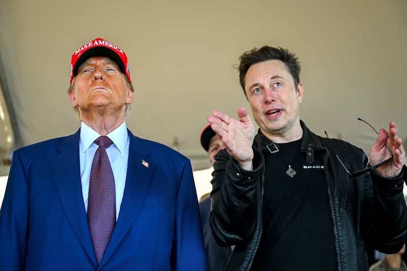 President-elect Donald Trump with Elon Musk (Brandon Bell/Pool via AP)