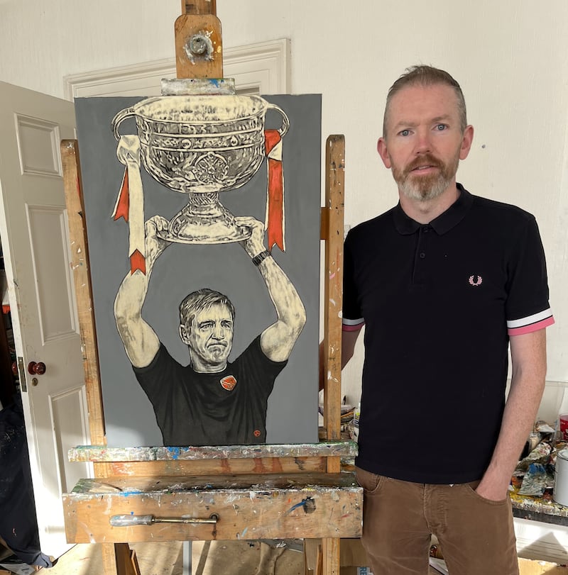 Lorcan Vallely pictured in his art studio