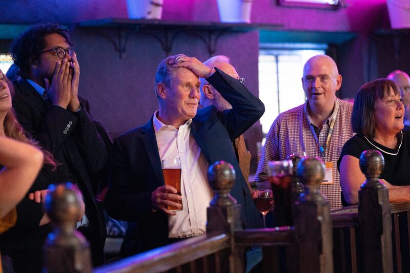 Sir Keir Starmer watching the Arsenal v Tottenham match at The Font pub in Brighton