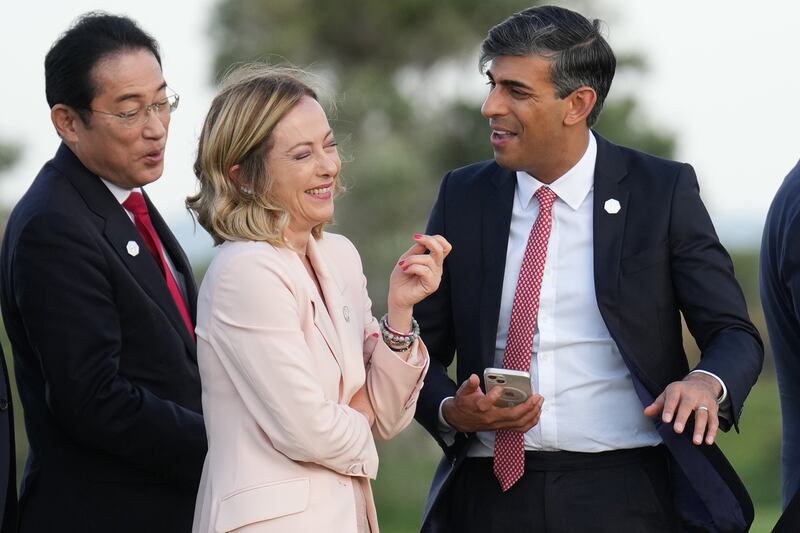Prime Minister Rishi Sunak and his Italian counterpart Giorgia Meloni at the G7 summit