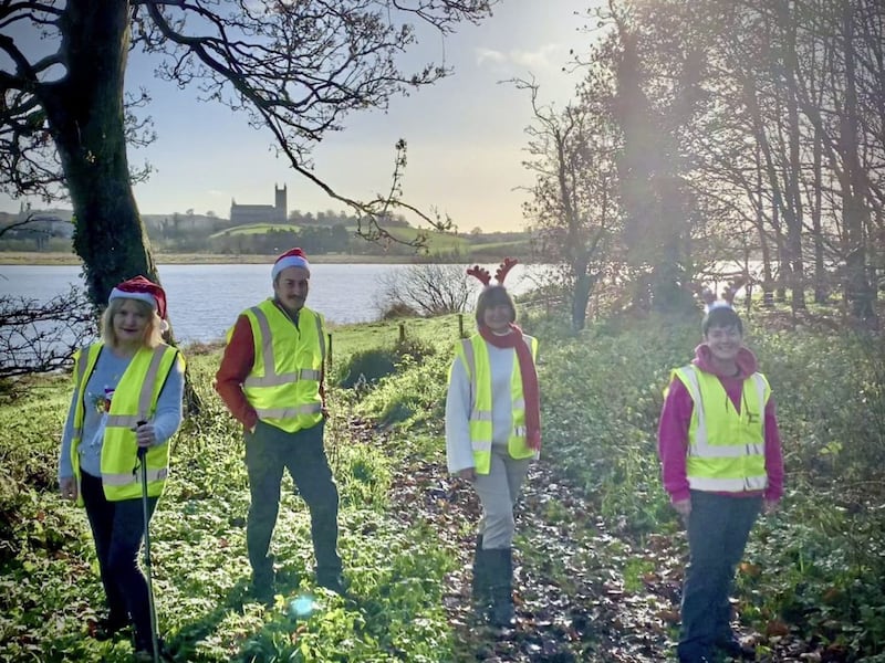 St Patrick&#39;s Way guides, pictured from left, Jean O&#39;Neill, Duane Fitzsimons, Martina Purdy and Elaine Kelly at Quoile River, Inch Abbey, Downpatrick 