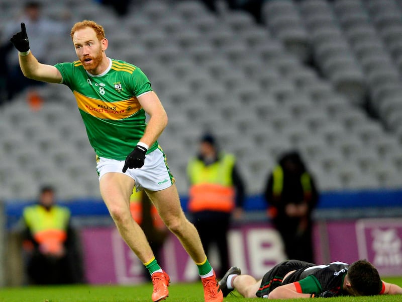 Conor Glass wheels away in celebration after his vital late goal in Glen's All-Ireland final win over St Brigid's. Picture: Mark Marlow