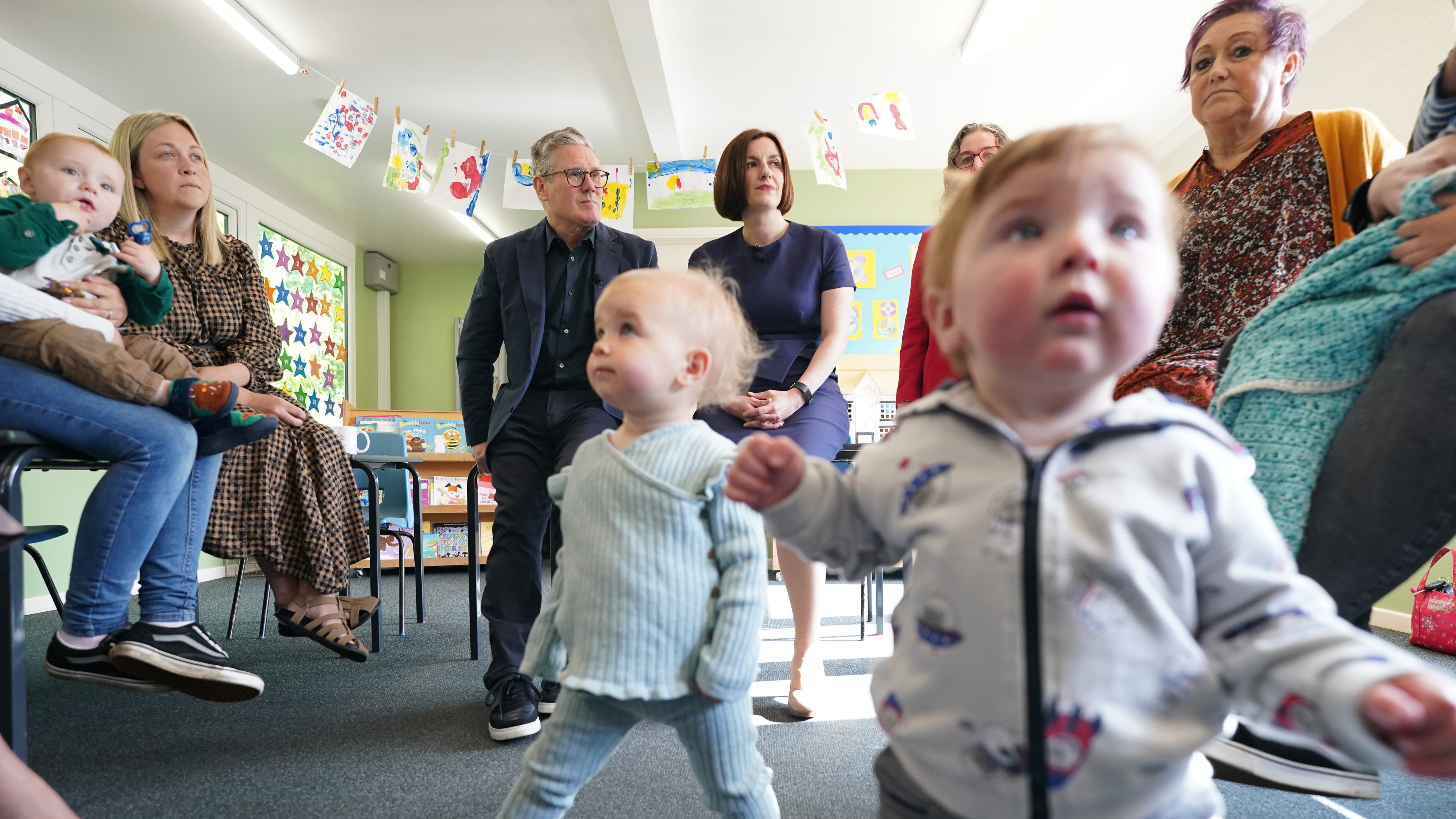 Labour Party leader Sir Keir Starmer and shadow education secretary Bridget Phillipson during a visit to Nursery Hill Primary School in Nuneaton