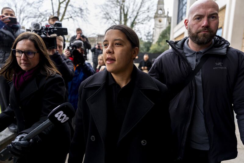 Chelsea and Australia striker Sam Kerr arrives at Kingston Crown Court, south-west London