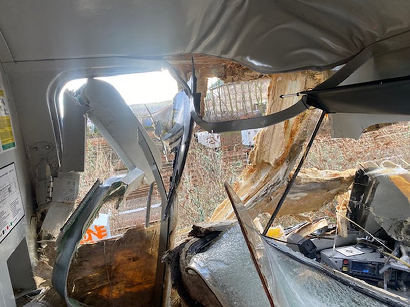 Damage to the driver’s cab of a ScotRail train in Broughty Ferry, Dundee, after it hit a tree on December 27 last year