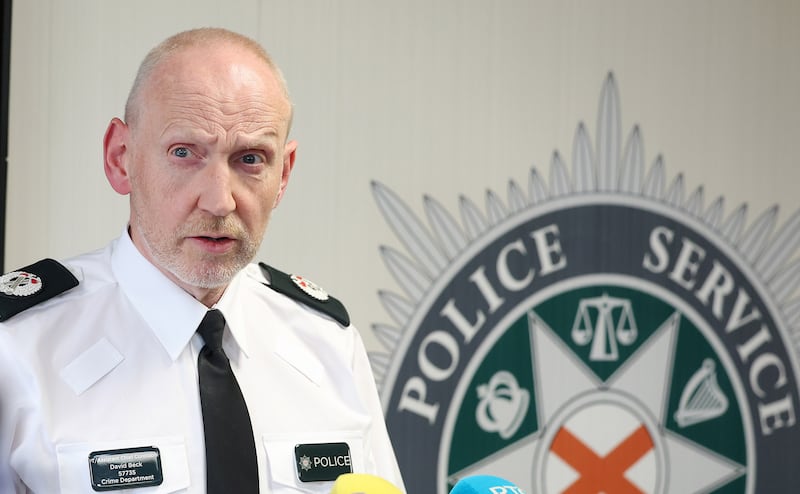 Press Eye - Belfast - Northern Ireland - 9th October 2024

PSNI Assistant Chief Constable Davy Beck speaks to the media at police headquarters, Knock, regarding the investigation into the murder of Mary Ward.  The 22-year-old was found dead by police at her home in Melrose Street, south Belfast,  on 1 October.

Picture by Jonathan Porter/PressEye