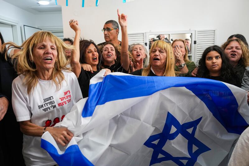 The family of Israeli hostage Eli Sharabi (Ariel Schalit/AP)