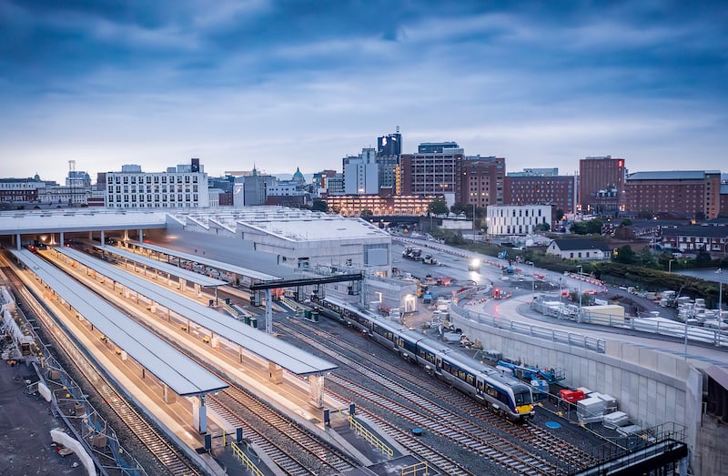 The first trains have begun test runs at the new Grand Central Station in Belfast