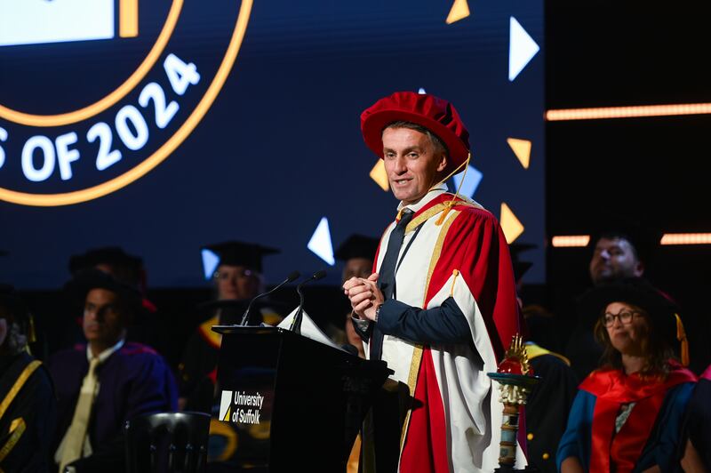 Ipswich Town Football Club manager Kieran McKenna, 38, received an honorary doctorate from the University of Suffolk after securing back-to-back promotions to the Premier League.