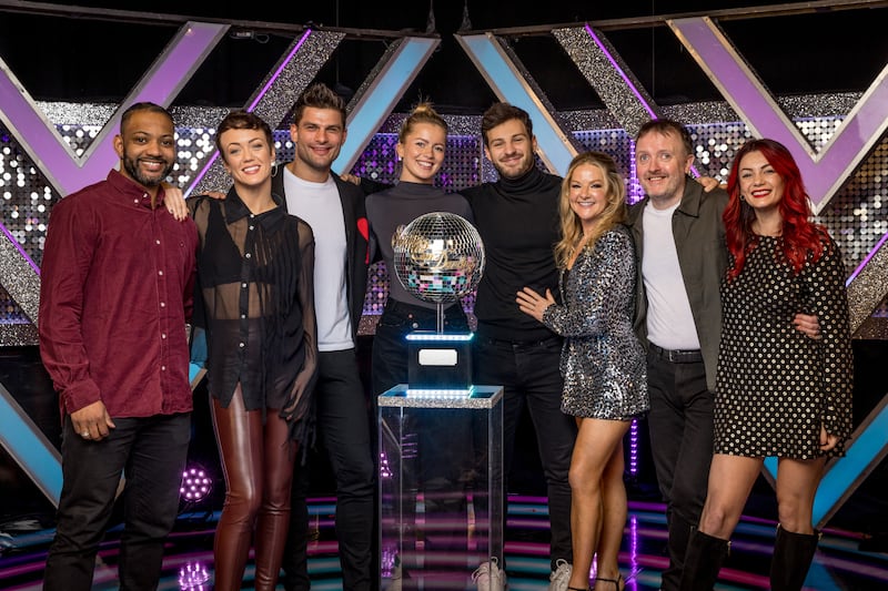 Strictly Come Dancing 2024 finalists JB Gill and Lauren Oakley, Aljaz Skorjanec and Tasha Ghouri, Vito Coppola and Sarah Hadland, Chris McCausland and Dianne Buswell (Guy Levy/BBC)