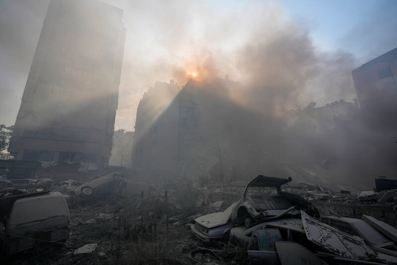 Smoke rises from the site of an Israeli airstrike in Dahiyeh, Beirut, Lebanon (AP Photo/Hassan Ammar)