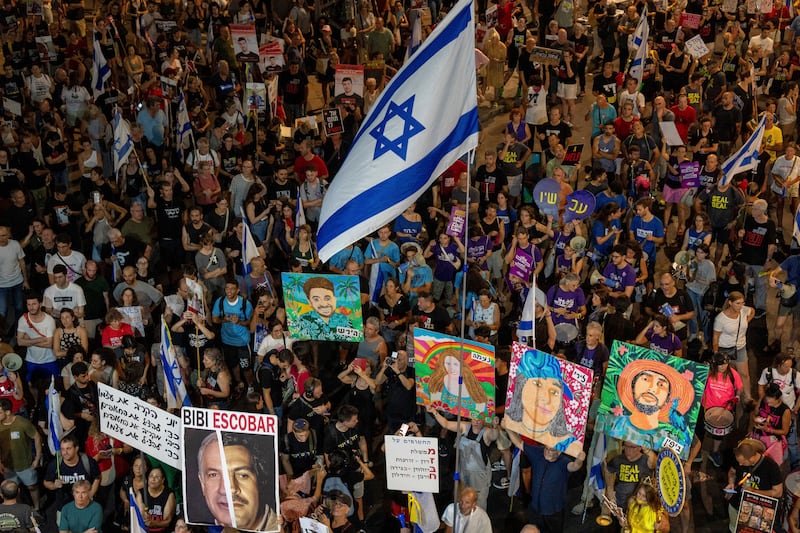 The deaths of the hostages has sparked calls for further mass protests against Israeli Prime Minister Benjamin Netanyahu and his government (Ohad Zwigenberg/AP)