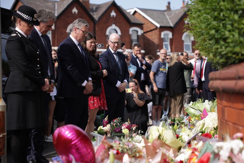 Prime Minister Sir Keir Starmer viewed floral tributes when he visited the scene on Tuesday afternoon