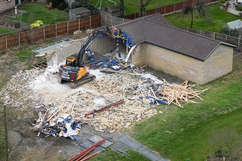 A spa pool block at the home of Hannah Ingram-Moore is demolished