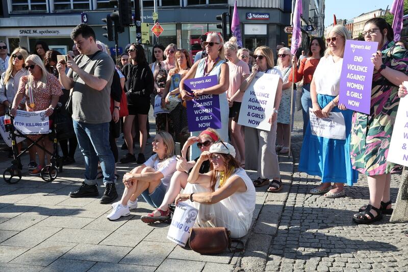 Crowds gathered at Belfast City Hall on Wednesday afternoon as a vigil was held for Ballymena woman Chloe Mitchell. Picture by Hugh Russell