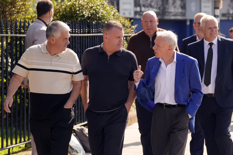 Ian Snodin, Graham Stuart and Peter Reid arrive at the St Luke’s Church ahead of Kevin Campbell’s memorial service