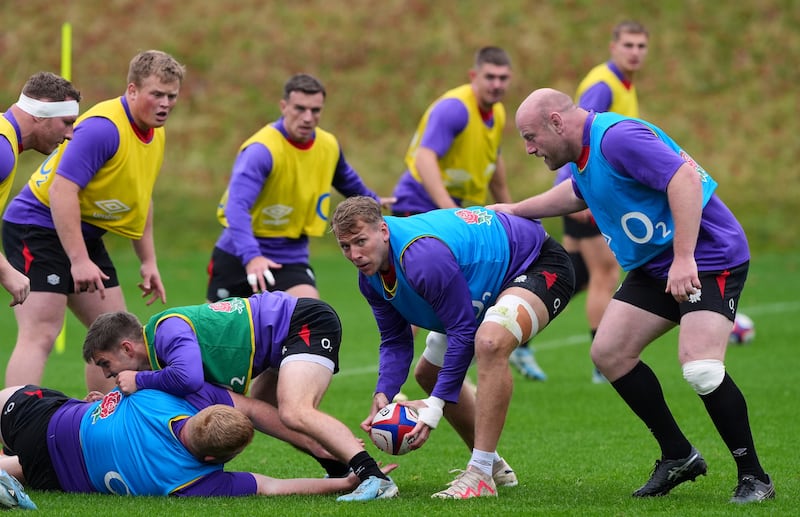 England players, pictured during training at Pennyhill Park on Monday