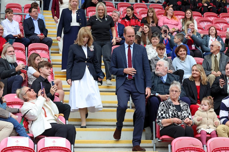 William on a visit to Parc y Scarlets, the home of the Scarlets rugby union team