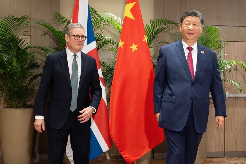 Prime Minister Sir Keir Starmer during a bilateral meeting with President Xi Jinping of China