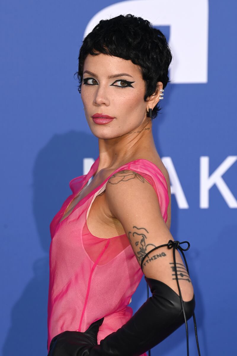 Halsey attending the amfAR Gala during the 76th Cannes Film Festival in Cannes