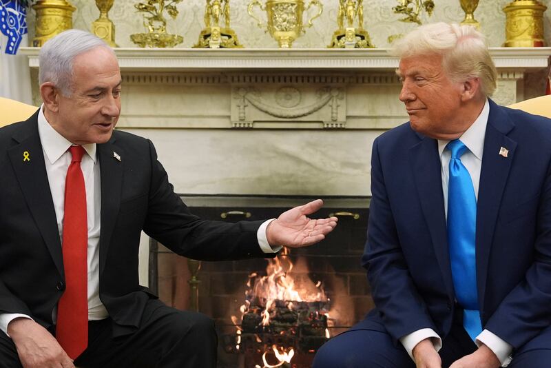 US President Donald Trump held talks with Israeli Prime Minister Benjamin Netanyahu in the White House (Evan Vucci/AP)