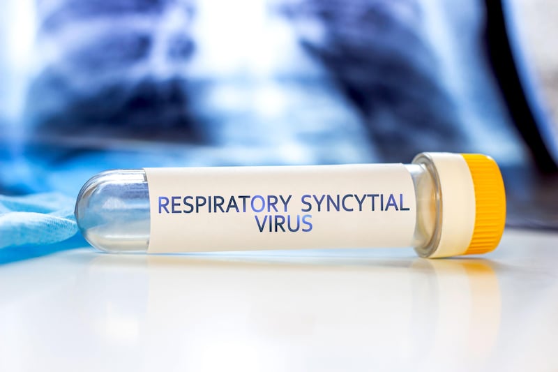 An empty test tube with a ‘Respiratory Syncytial Virus’ label